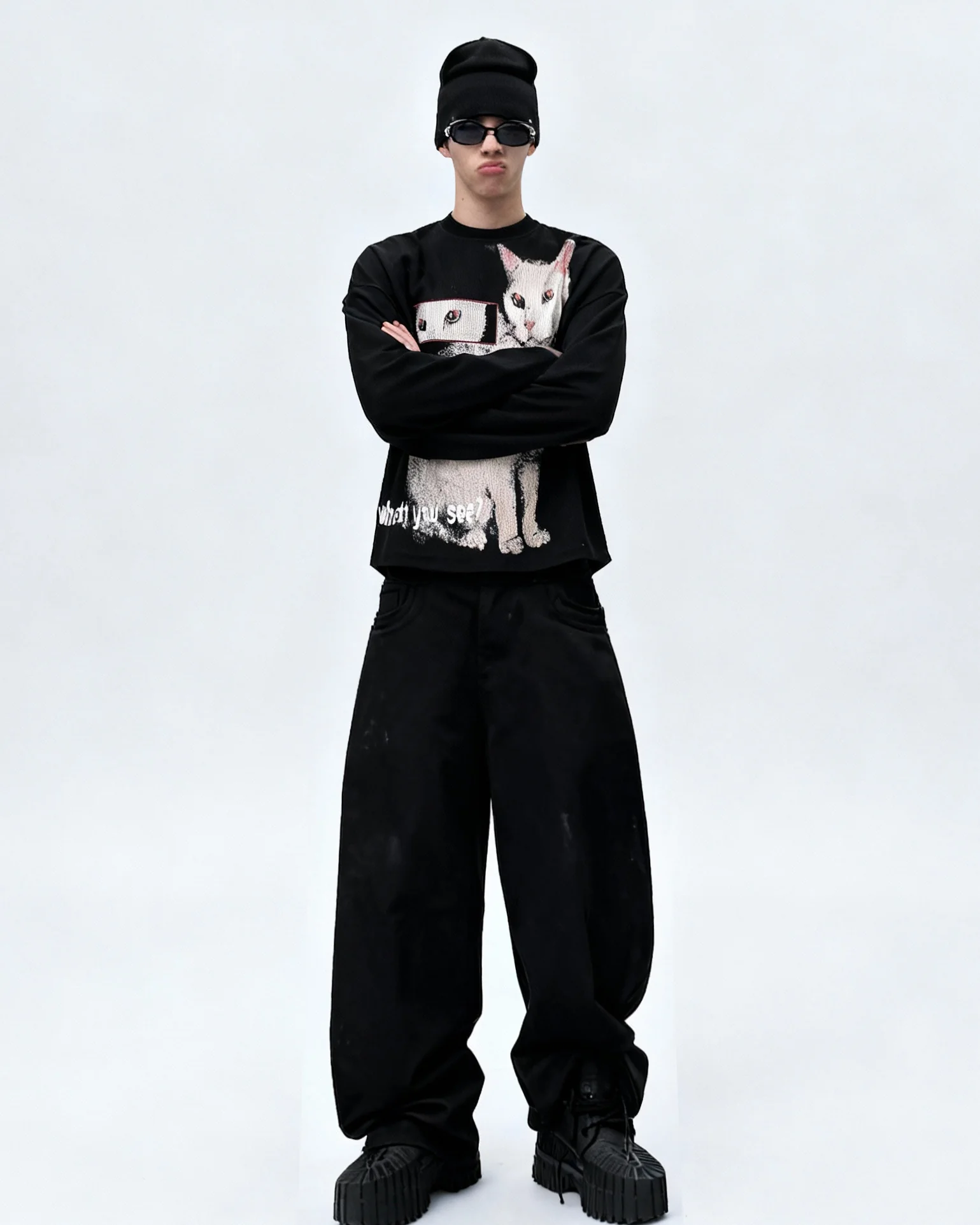 Cat Graphic Long Sleeve T-shirt - Image 4