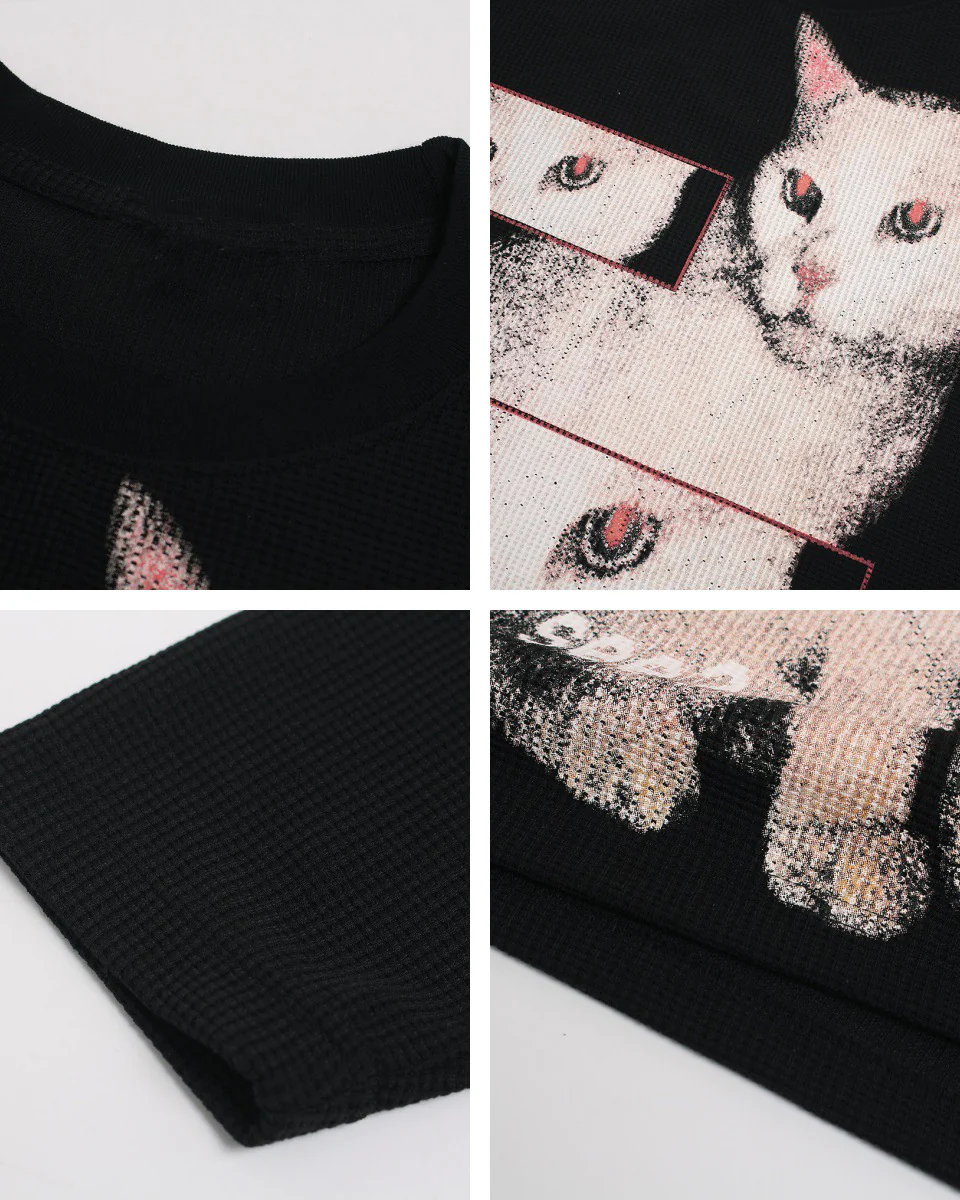 Cat Graphic Long Sleeve T-shirt - Image 5