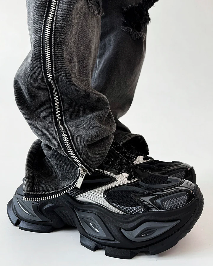 Chunky Black Platform Height-Increasing Sneakers - Image 2