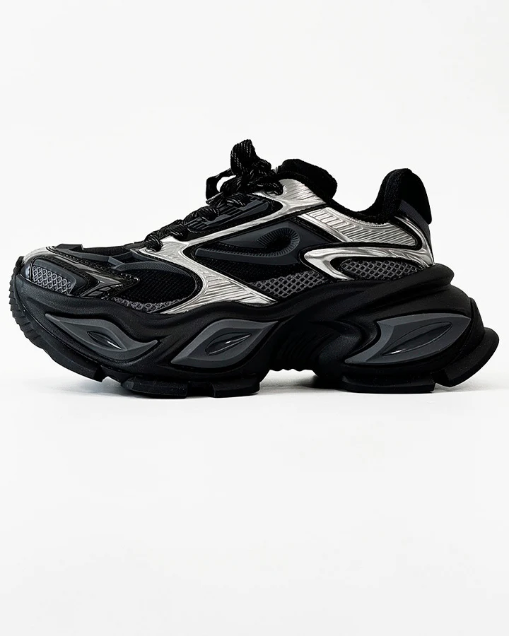 Chunky Black Platform Height-Increasing Sneakers - Image 3
