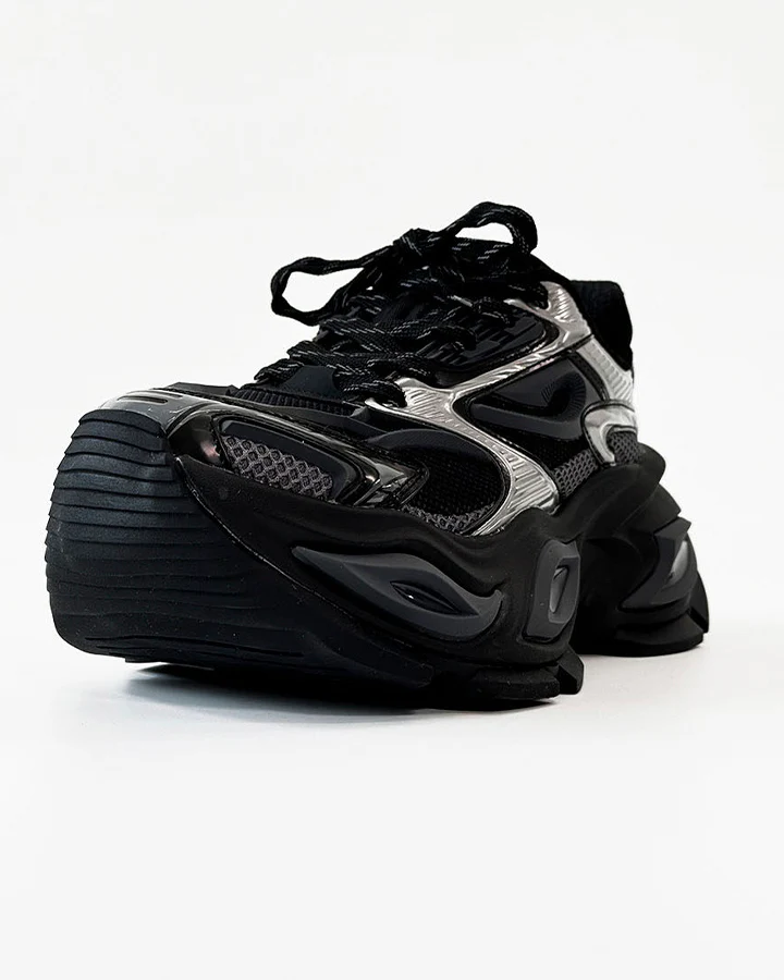 Chunky Black Platform Height-Increasing Sneakers - Image 6
