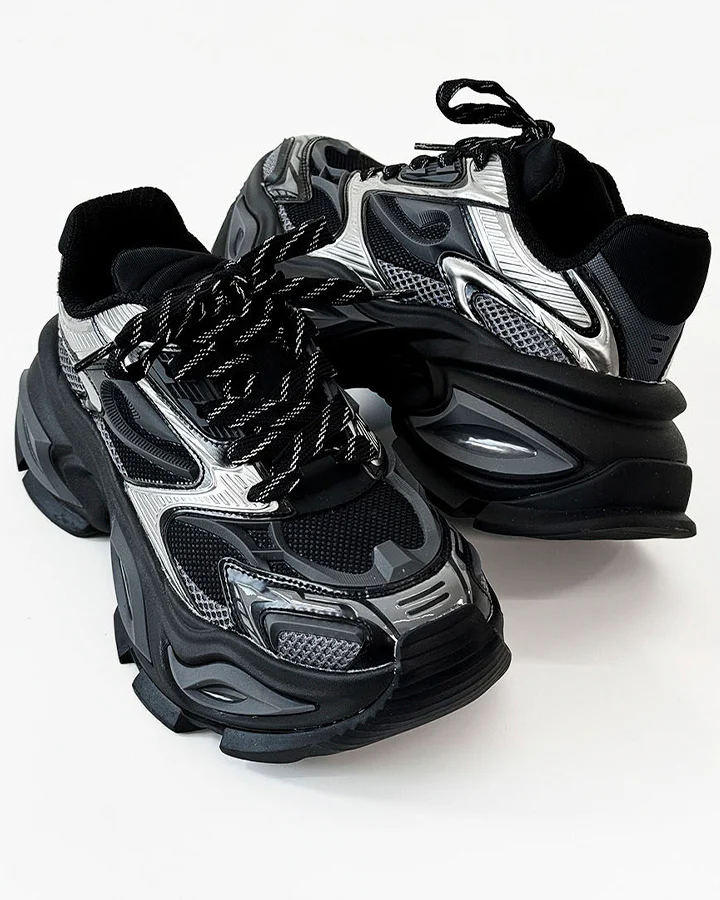 Chunky Black Platform Height-Increasing Sneakers - Image 7