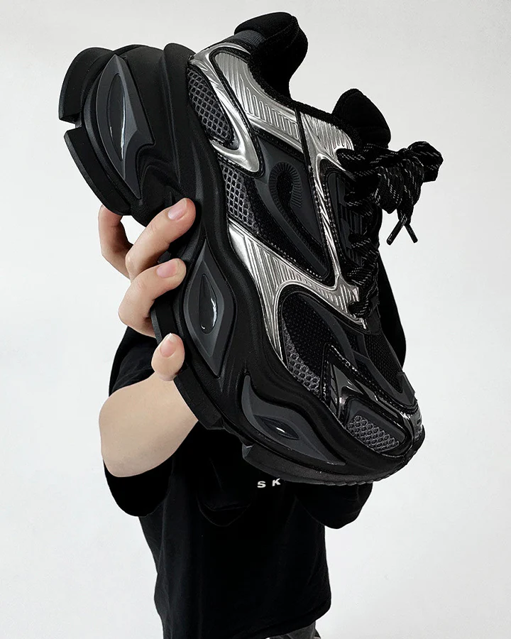 Chunky Black Platform Height-Increasing Sneakers - Image 9