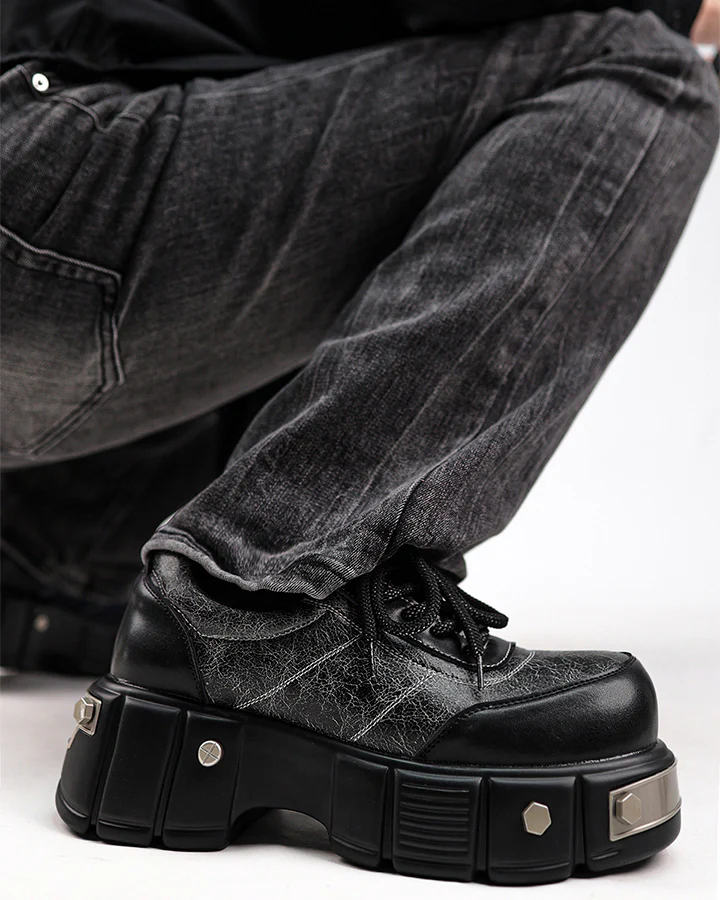Chunky Studded Platform Lace Up Shoes - Image 2