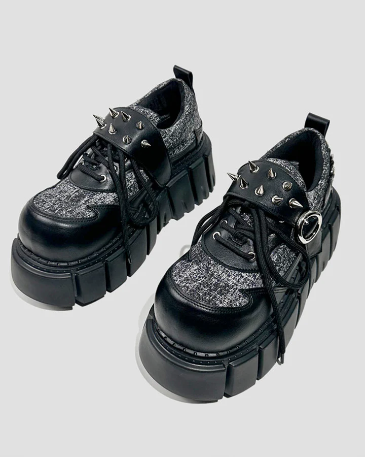 Chunky Studded Platform Lace Up Shoes - Image 4