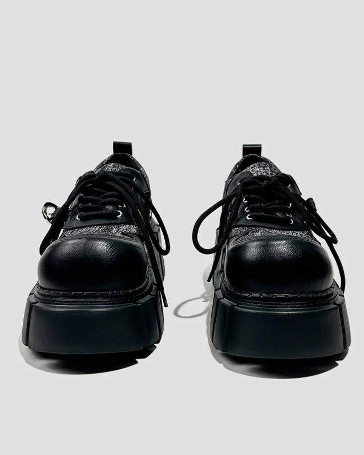 Chunky Studded Platform Lace Up Shoes - Image 6