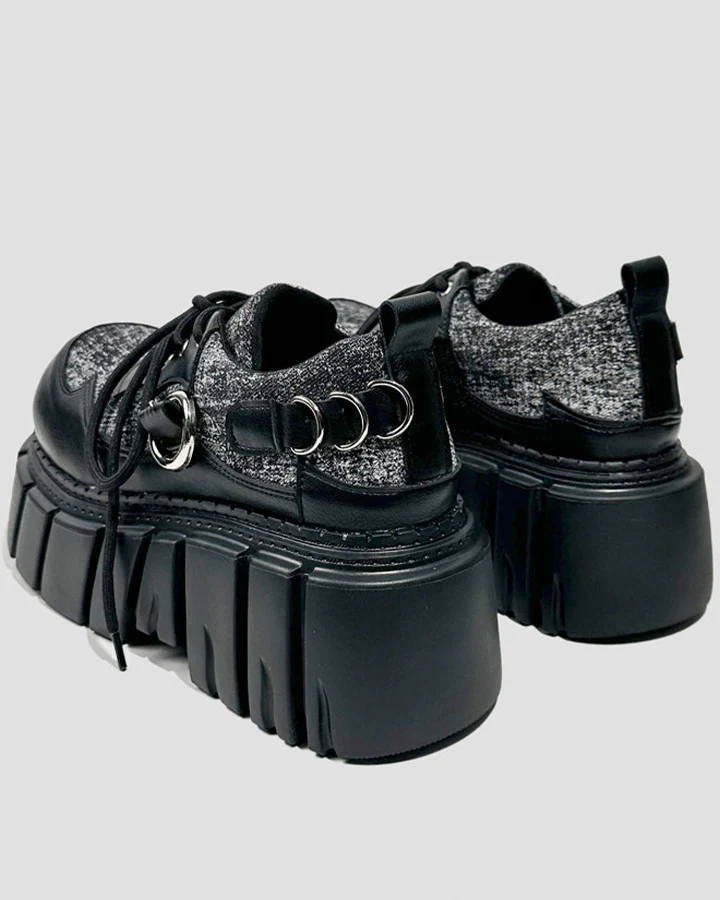 Chunky Studded Platform Lace Up Shoes - Image 7