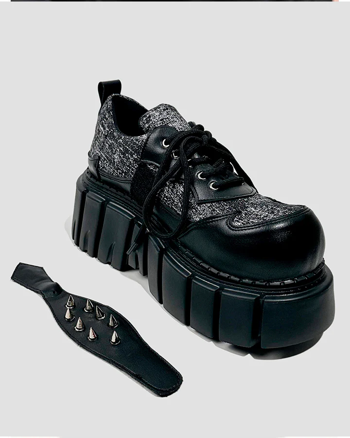 Chunky Studded Platform Lace Up Shoes - Image 8