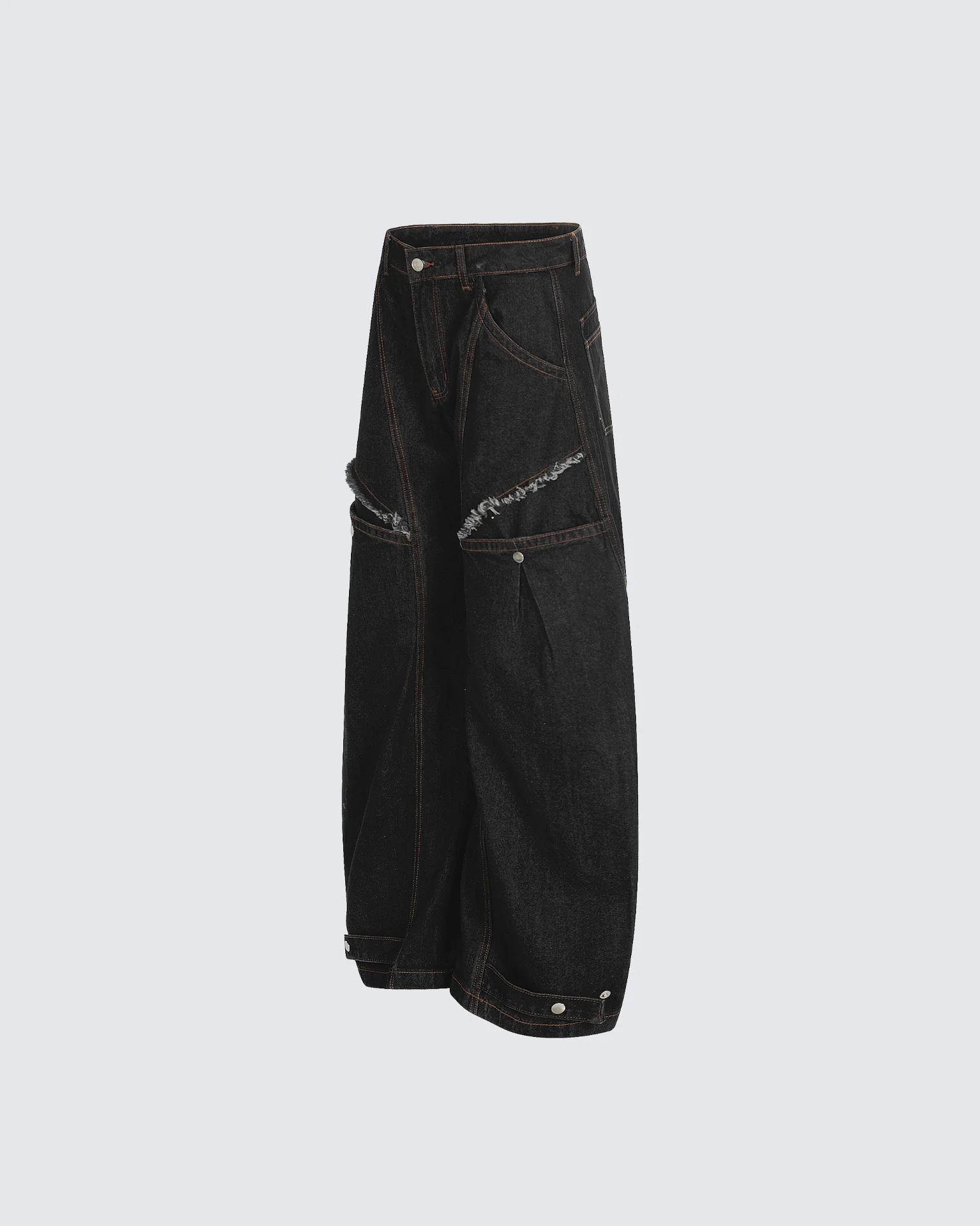 Contrast Stitch Distressed Denim Pants - Image 2