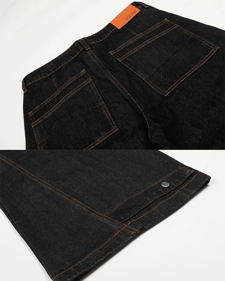 Contrast Stitch Distressed Denim Pants - Image 6