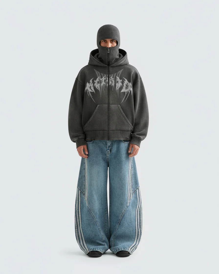 KIIKIO Stonewashed Balaclava Integrated Hoodie - Image 3