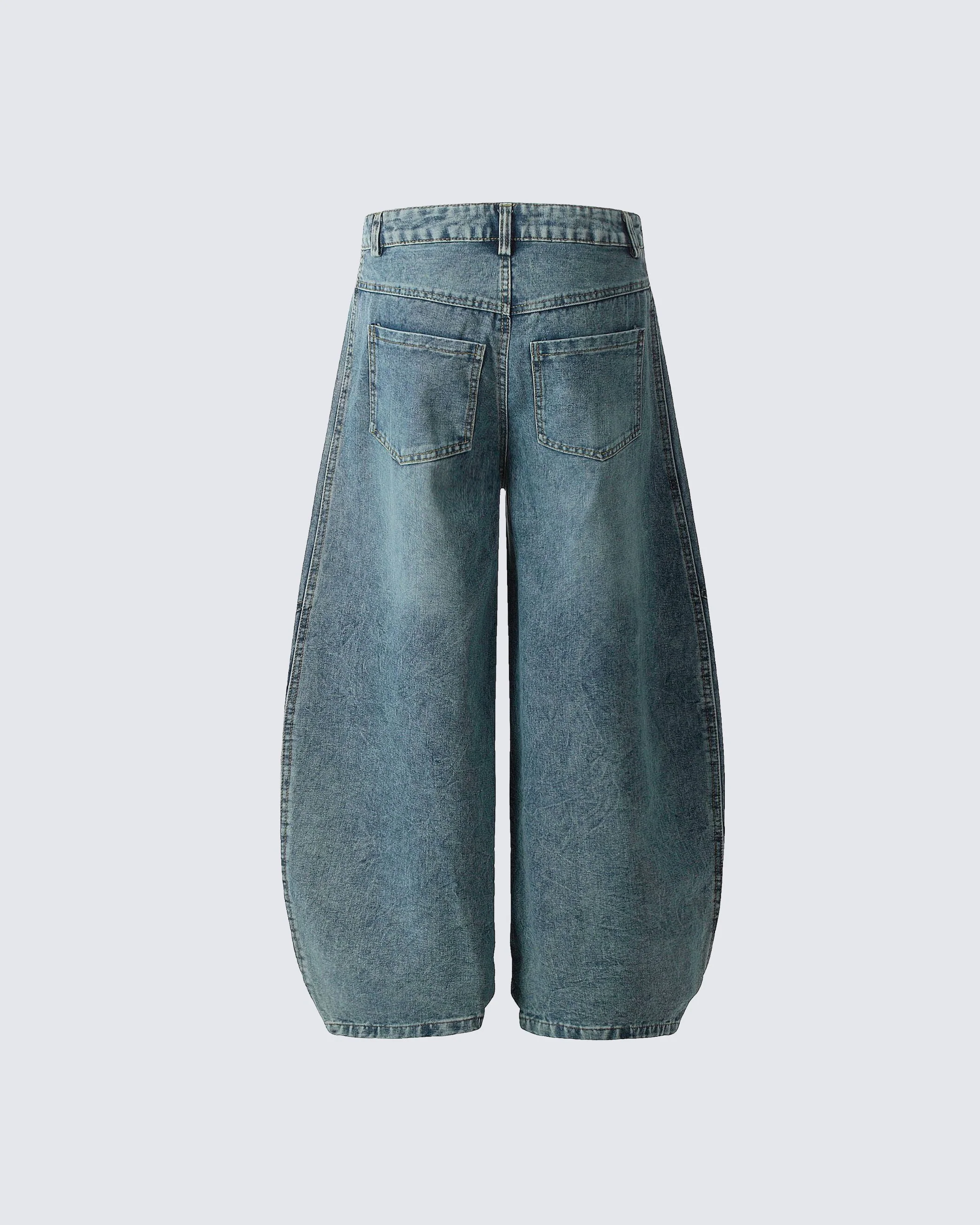 Contrast Striped Wide-Leg Denim Pants - Image 4