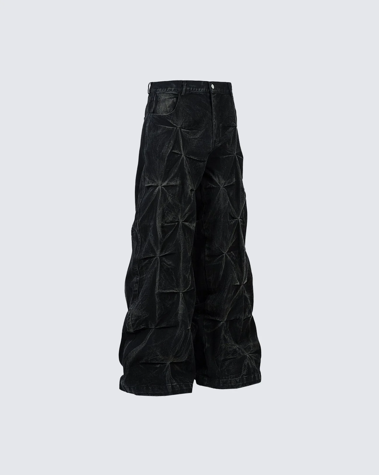 Crinkled Denim Cargo Pants - Image 7