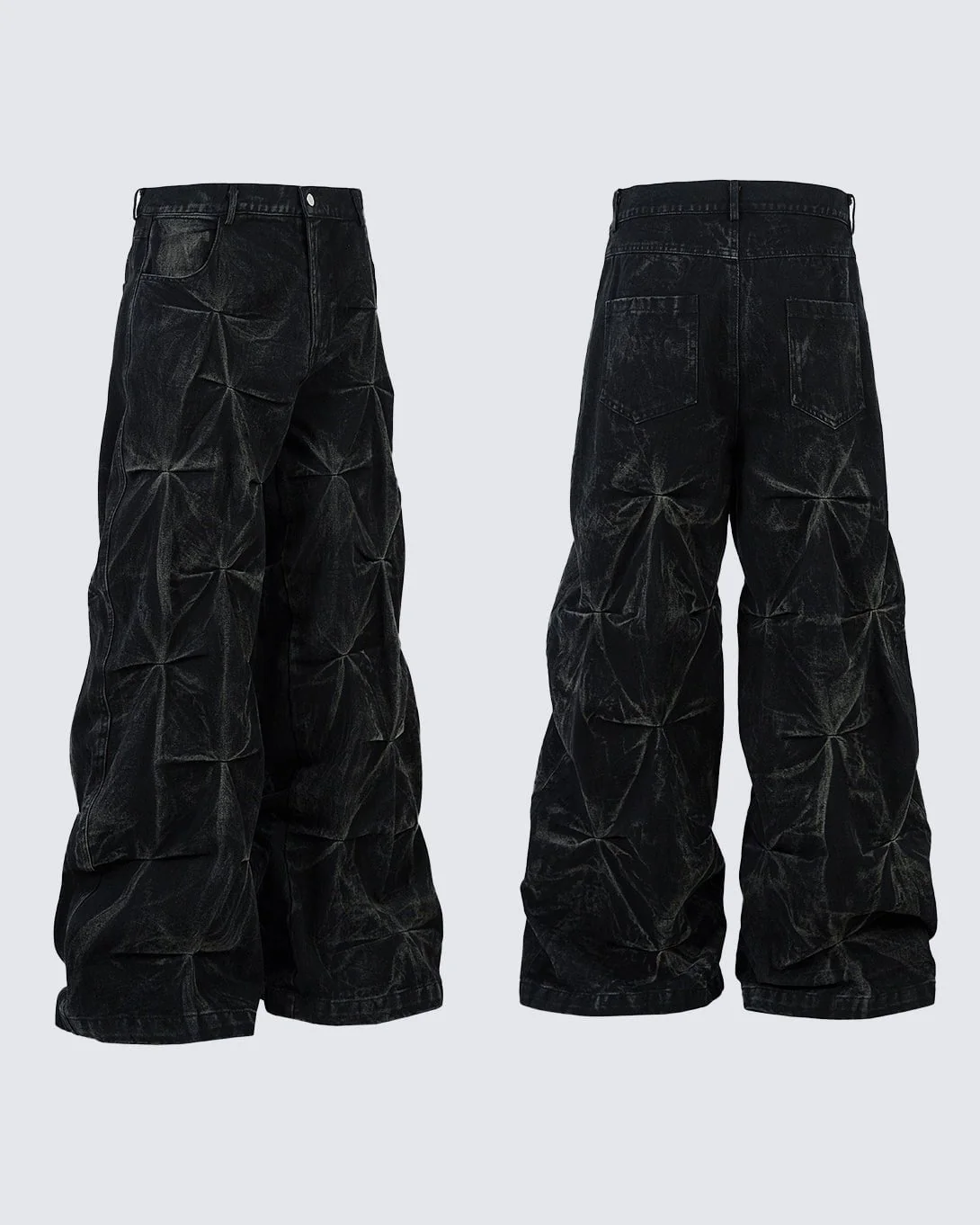 Crinkled Denim Cargo Pants - Image 8