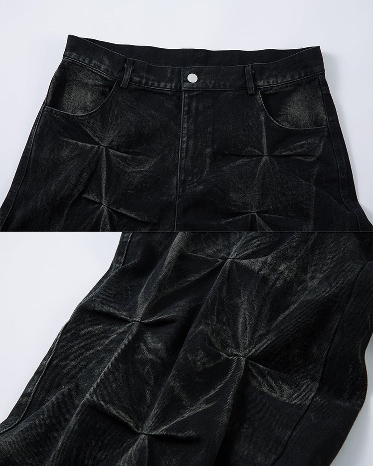 Crinkled Denim Cargo Pants - Image 9