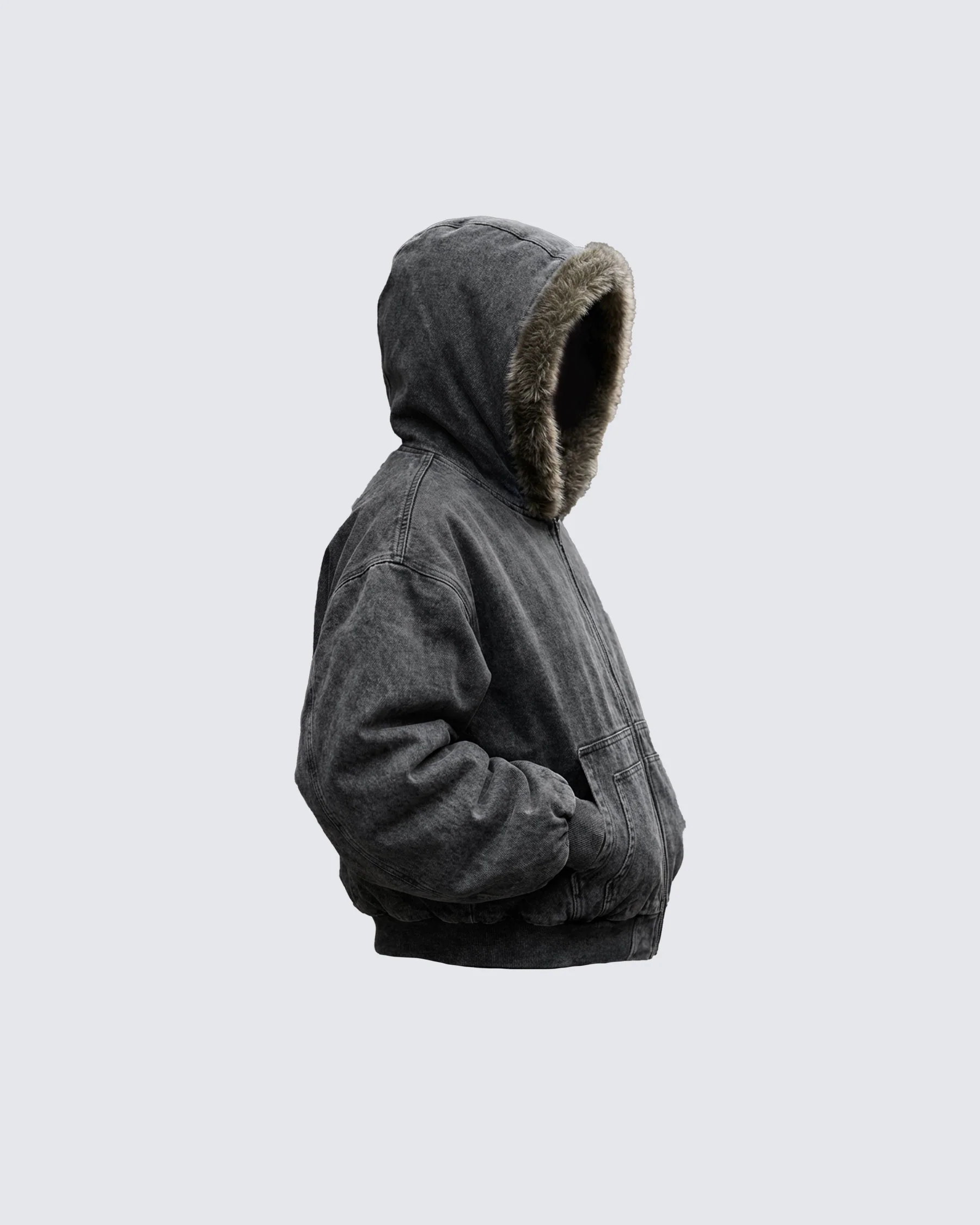 Cropped-Boxy Hoodie in Stone-Washed Cotton - Image 5