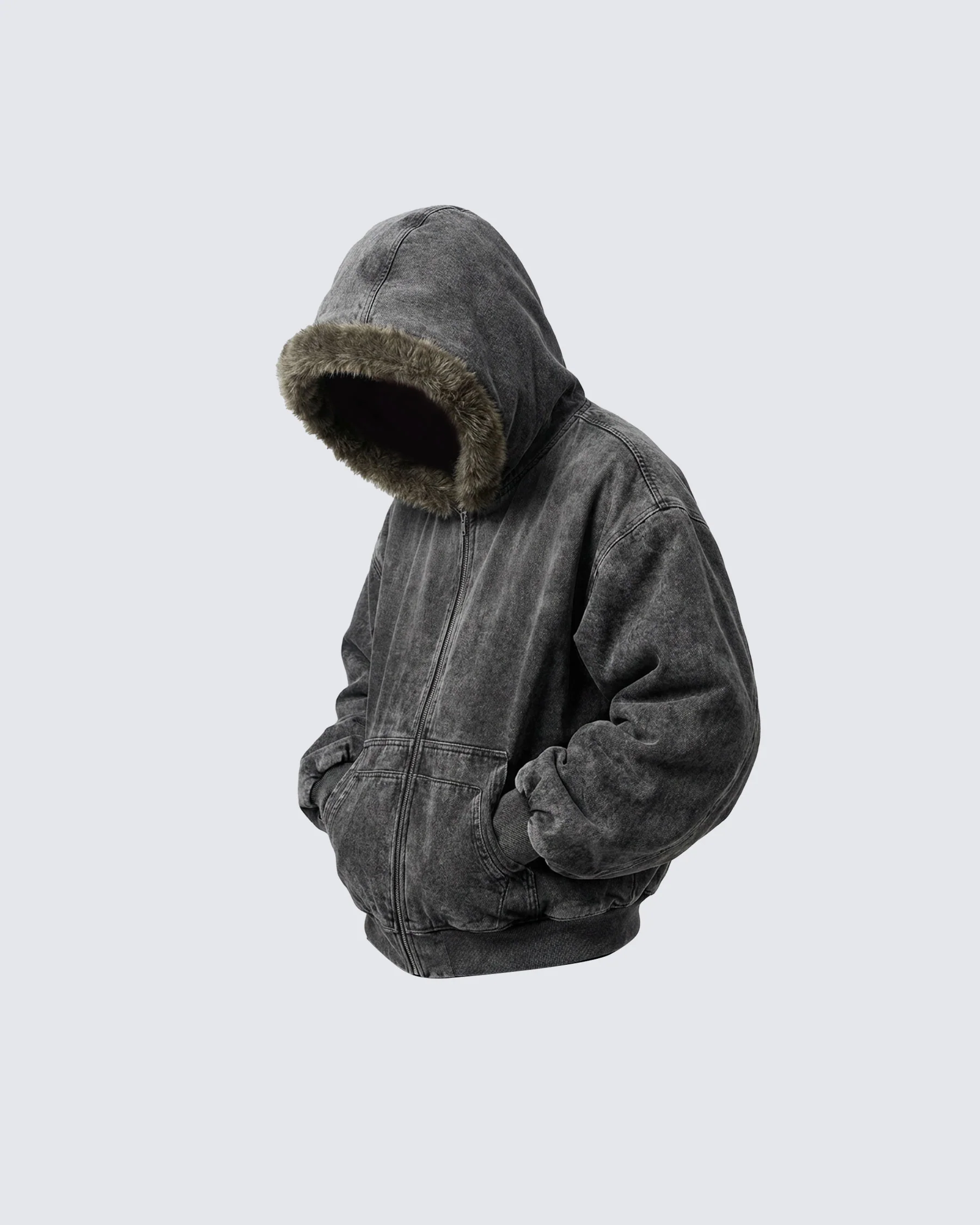 Cropped-Boxy Hoodie in Stone-Washed Cotton - Image 7