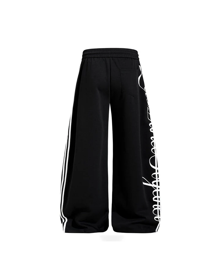 Curved Script Stripe Wide-Leg Sweatpants - Image 10