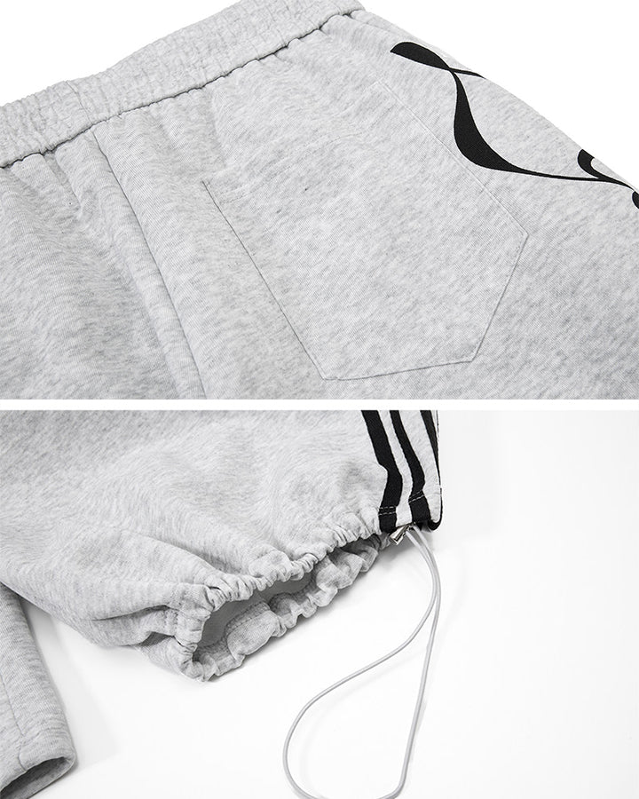 Curved Script Stripe Wide-Leg Sweatpants - Image 14