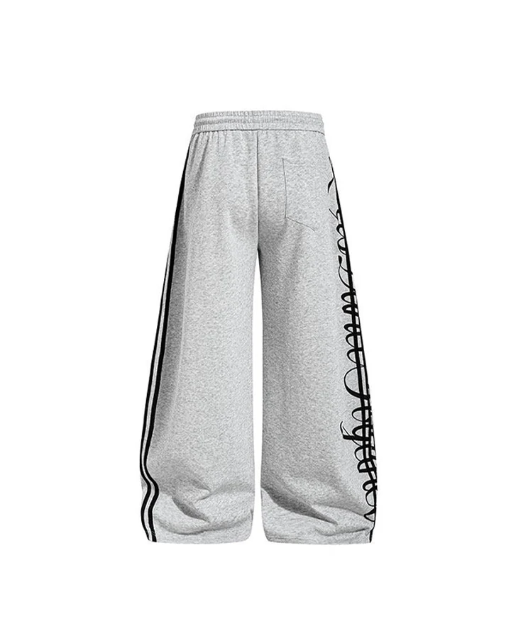 Curved Script Stripe Wide-Leg Sweatpants - Image 8