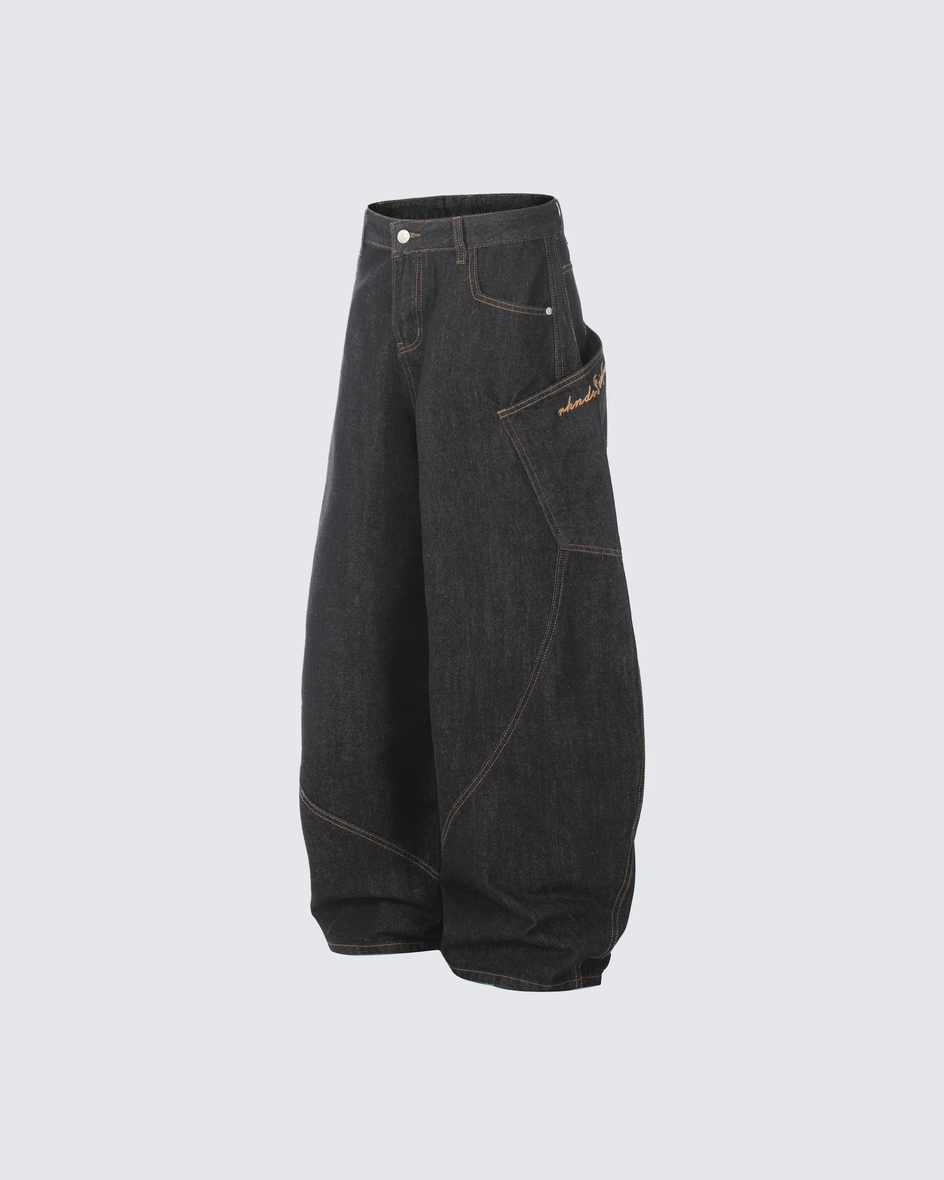 Curved Seam Denim Pants - Image 4