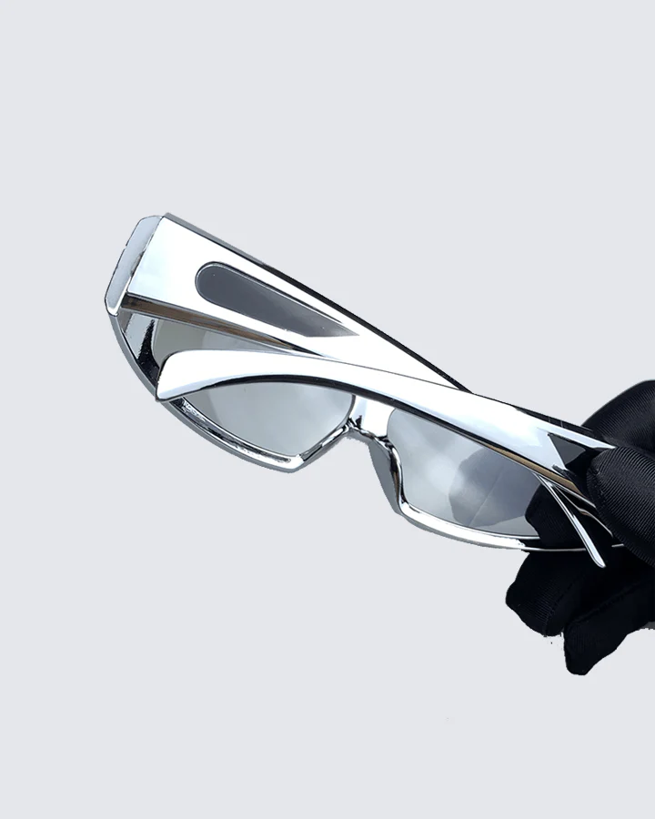Cyber Style Silver Frame Glasses - Image 2
