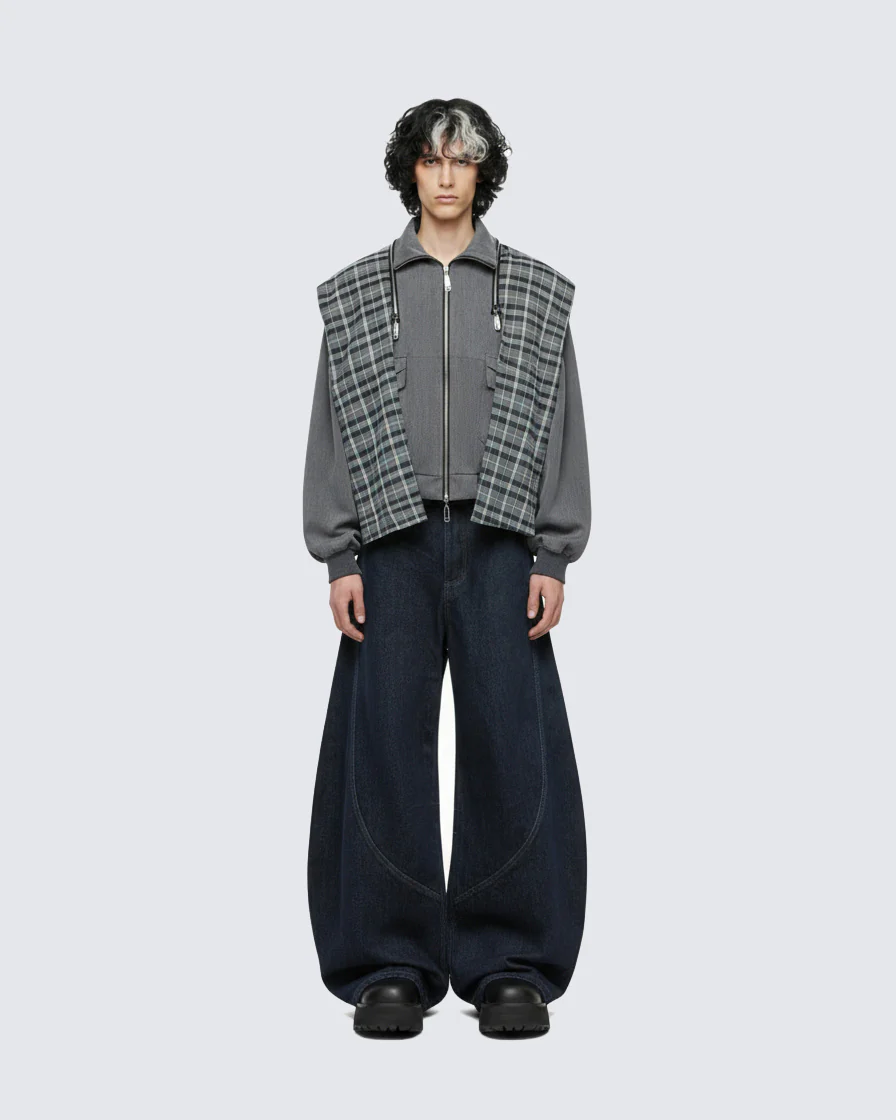 Dark Blade Pants - Wide-Leg Curved Denim - Image 2