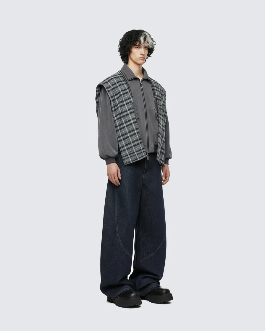 Dark Blade Pants - Wide-Leg Curved Denim - Image 3