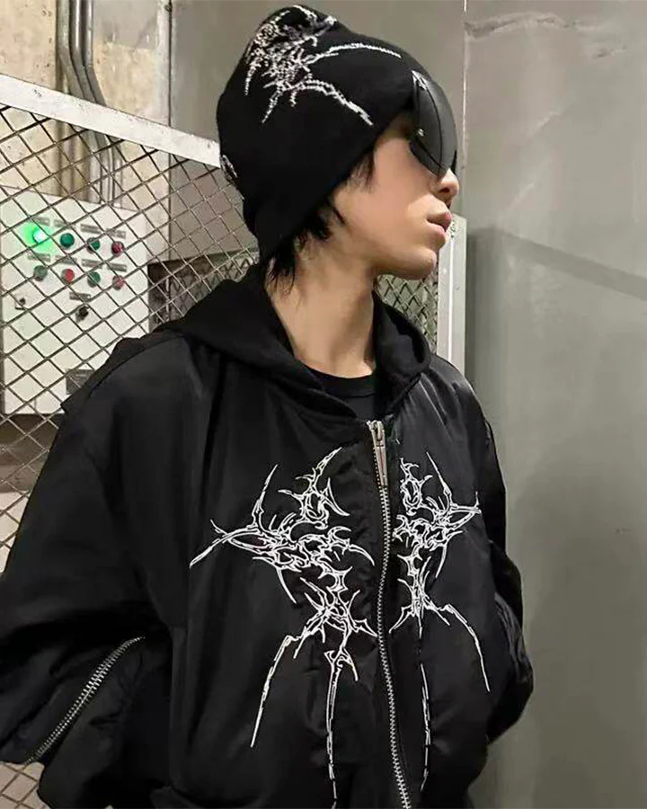 Dark Gothic Skeleton Letter Beanie - Image 2
