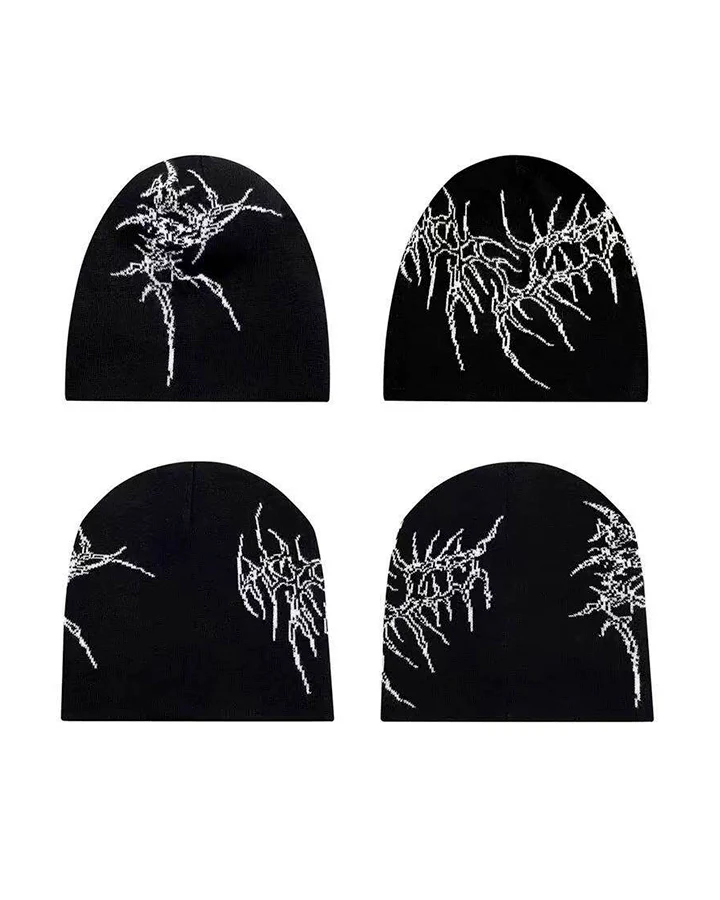 Dark Gothic Skeleton Letter Beanie - Image 6