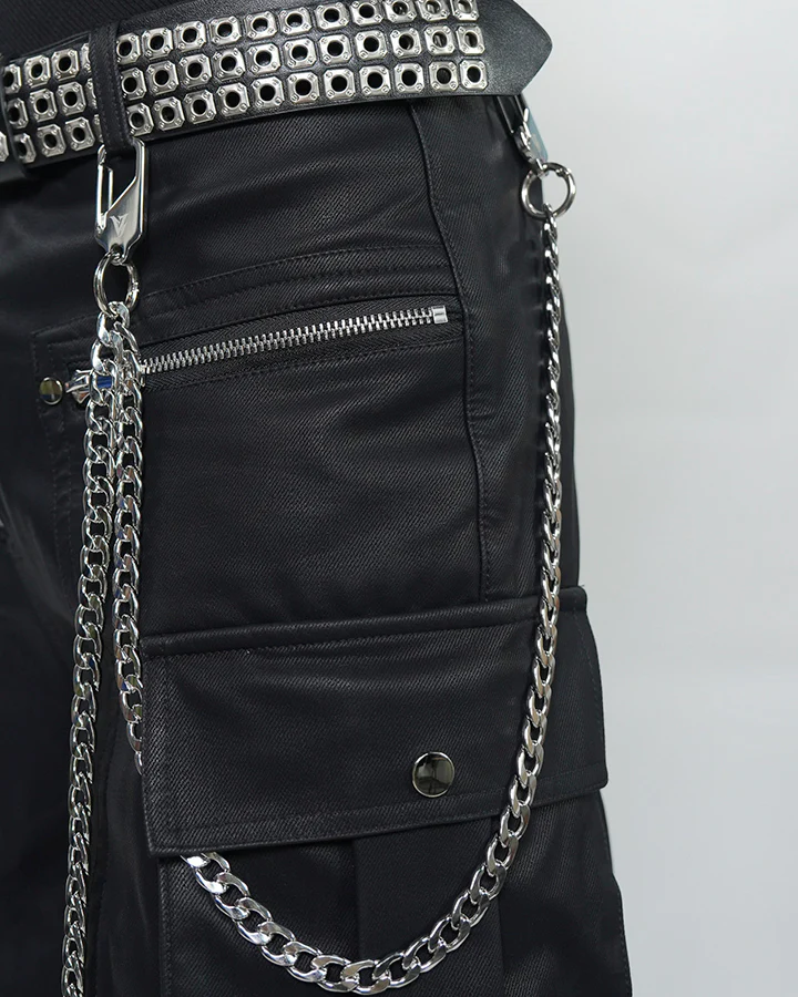 Dark Niche Multi-Pocket PU Cargo Pants - Image 10