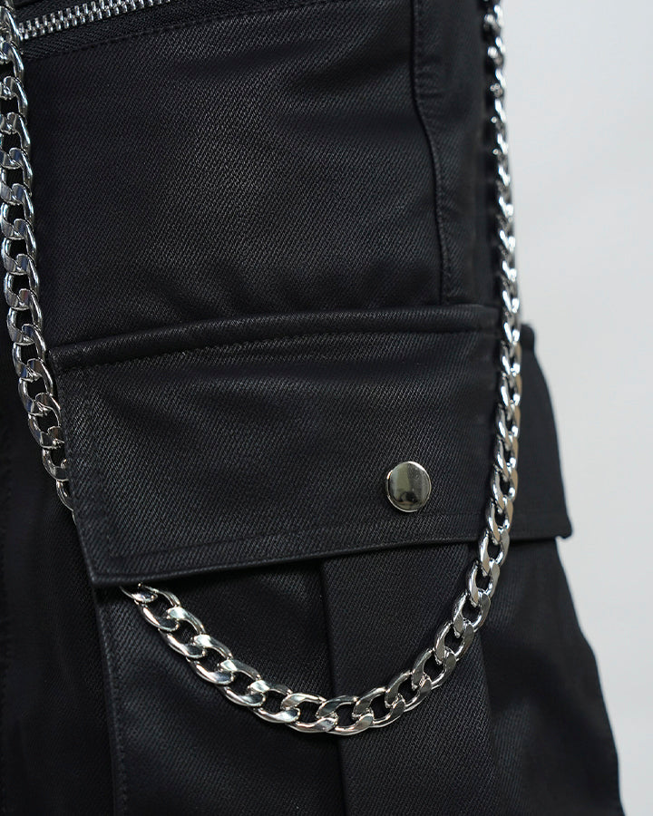 Dark Niche Multi-Pocket PU Cargo Pants - Image 11