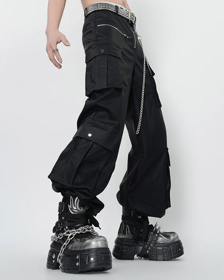 Dark Niche Multi-Pocket PU Cargo Pants - Image 3