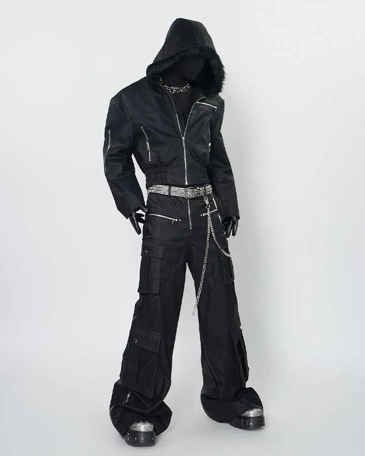 Dark Niche Multi-Pocket PU Cargo Pants - Image 4