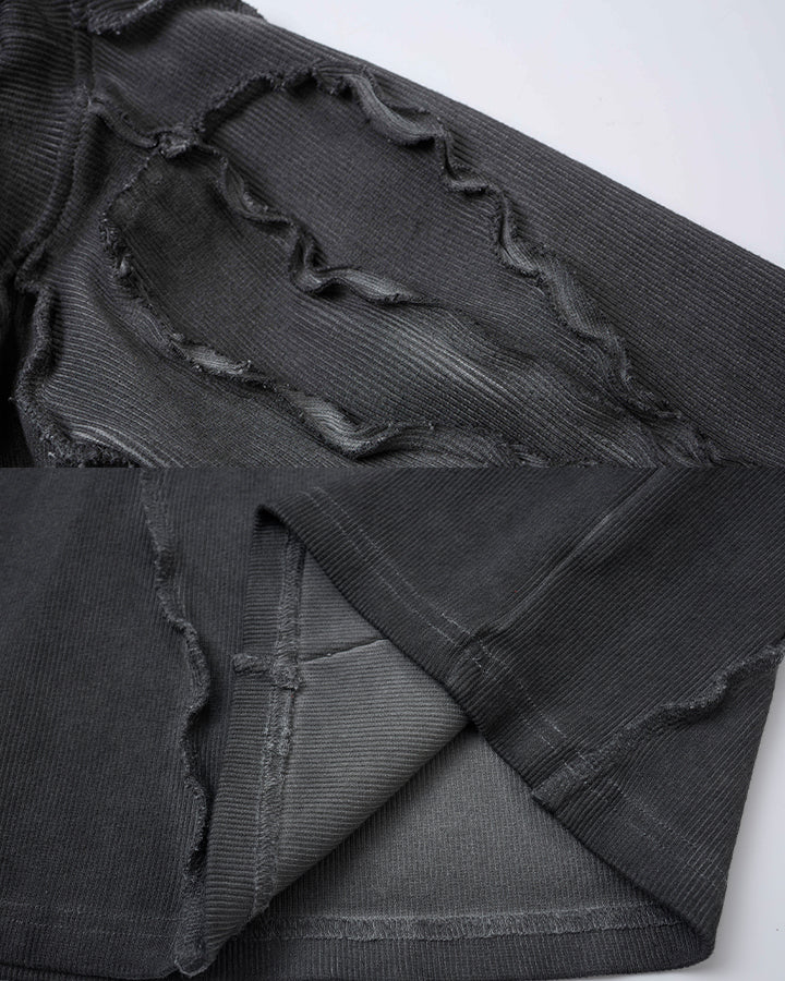 Dark Washed Deconstructed Seam Short Sleeve T-Shirt - Image 5