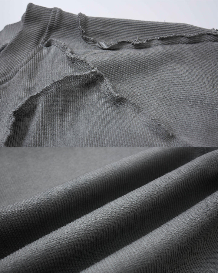 Dark Washed Deconstructed Seam Short Sleeve T-Shirt - Image 6