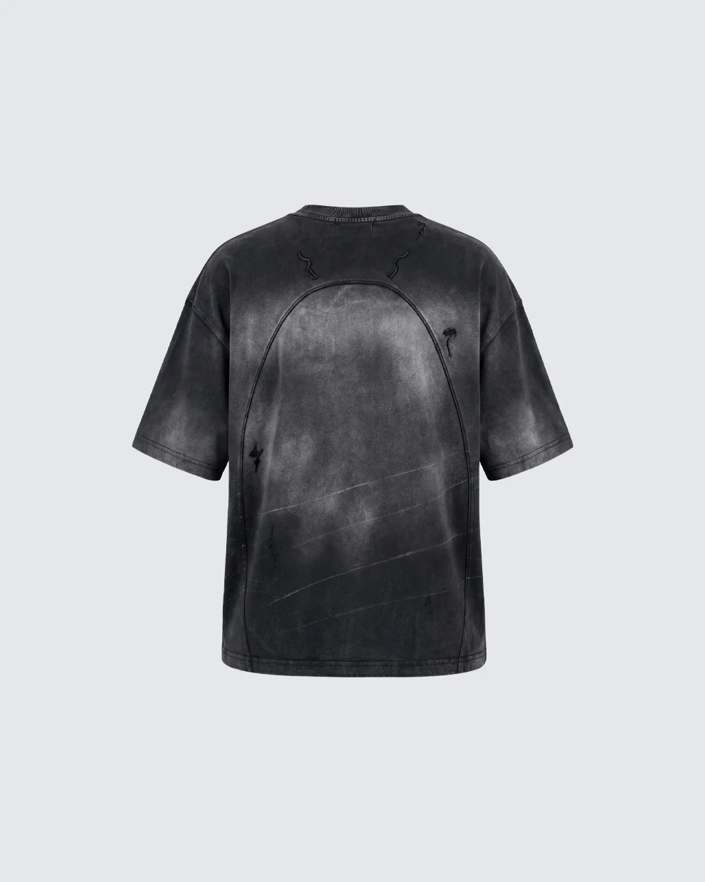 Dark Washed Distressed Graphic Short Sleeve T-Shirt - Image 4