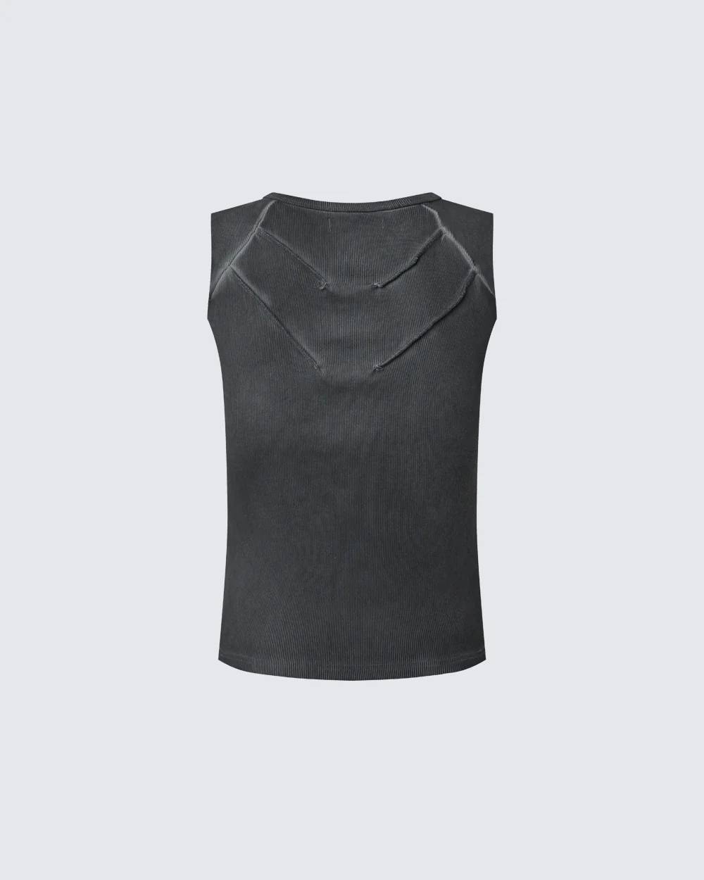 Dark Washed Distressed Sleeveless Ribbed Tank Top - Image 2