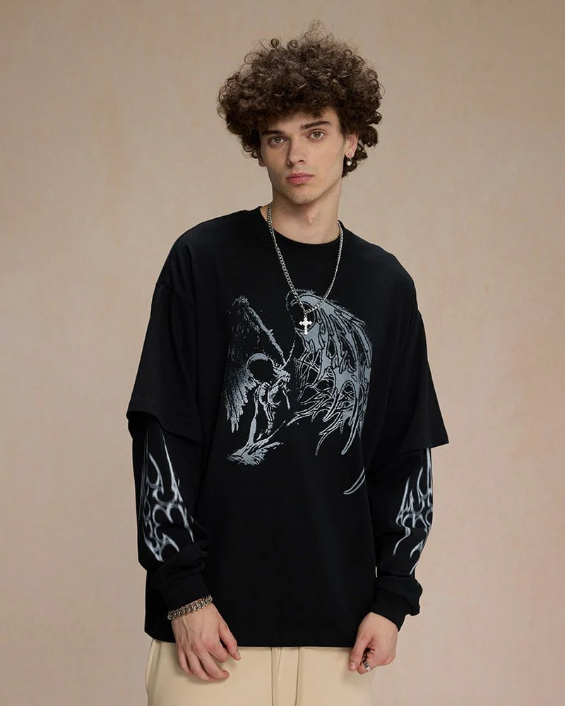 Dark Wings Unleashed · Layered Long-Sleeve Tee - Image 2
