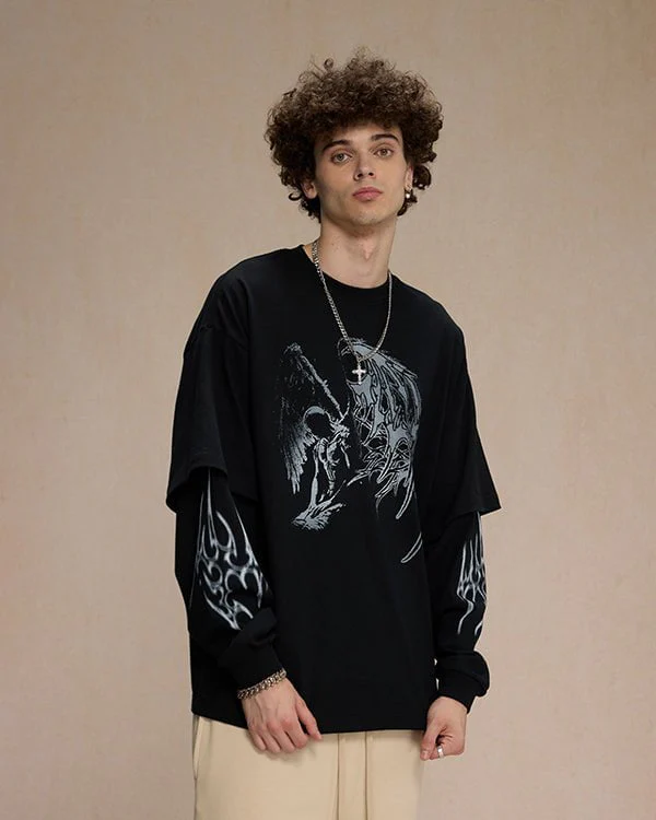 Dark Wings Unleashed · Layered Long-Sleeve Tee - Image 3