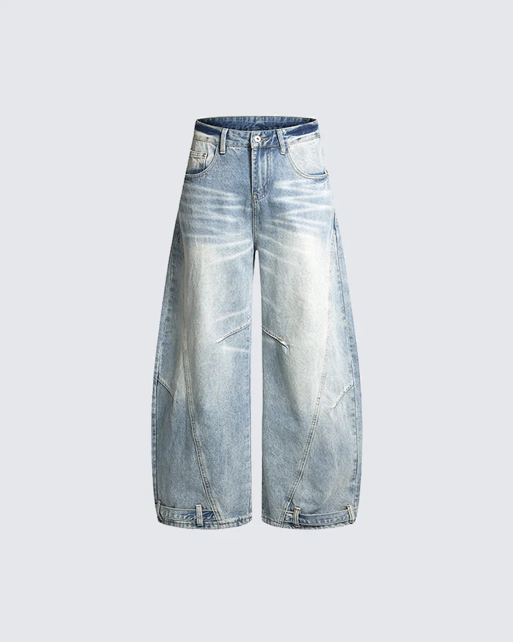Deconstructed Cat-Whisker Curved Denim Pants - Image 2