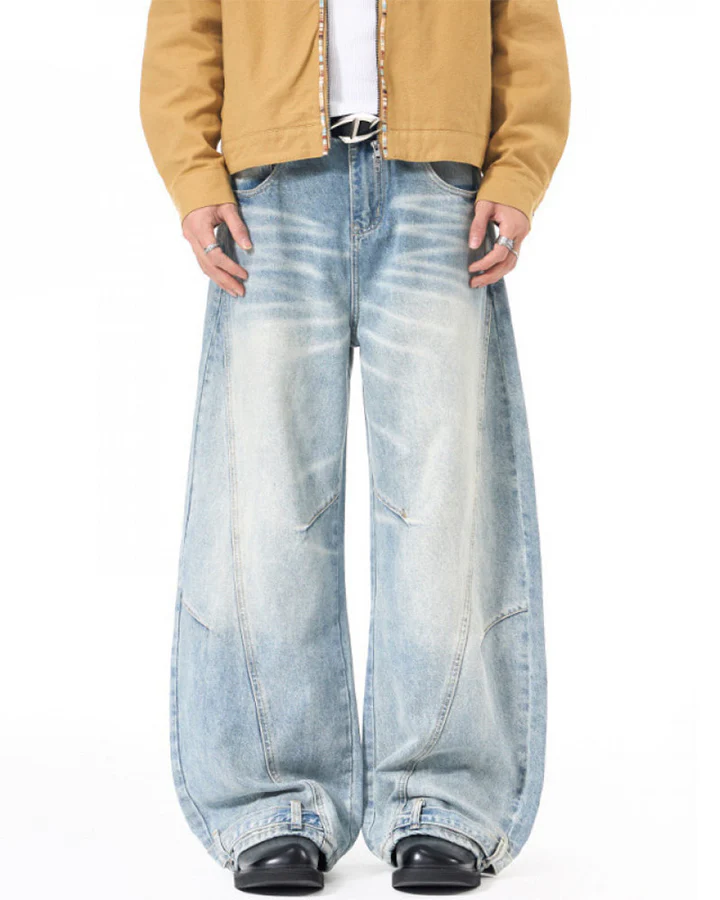 Deconstructed Cat-Whisker Curved Denim Pants - Image 3