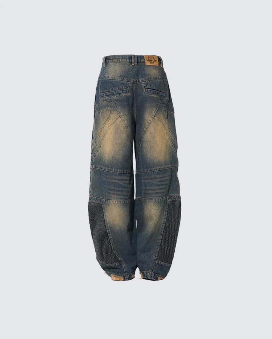 Urban Deconstructed Style Biker Jeans - Image 7