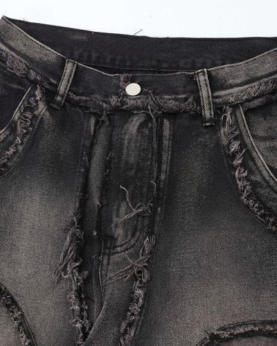 Deconstructed Frayed Edge Wide-Leg Jeans - Image 4
