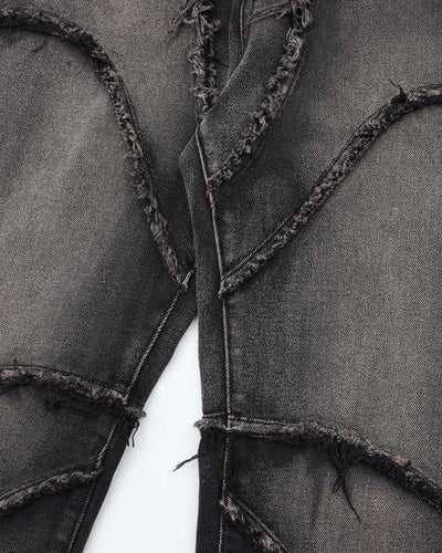 Deconstructed Frayed Edge Wide-Leg Jeans - Image 5