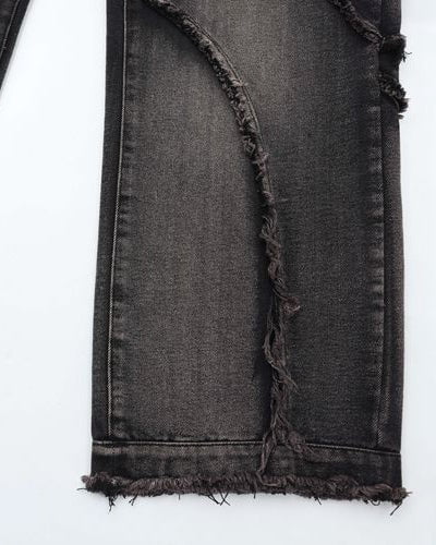 Deconstructed Frayed Edge Wide-Leg Jeans - Image 7