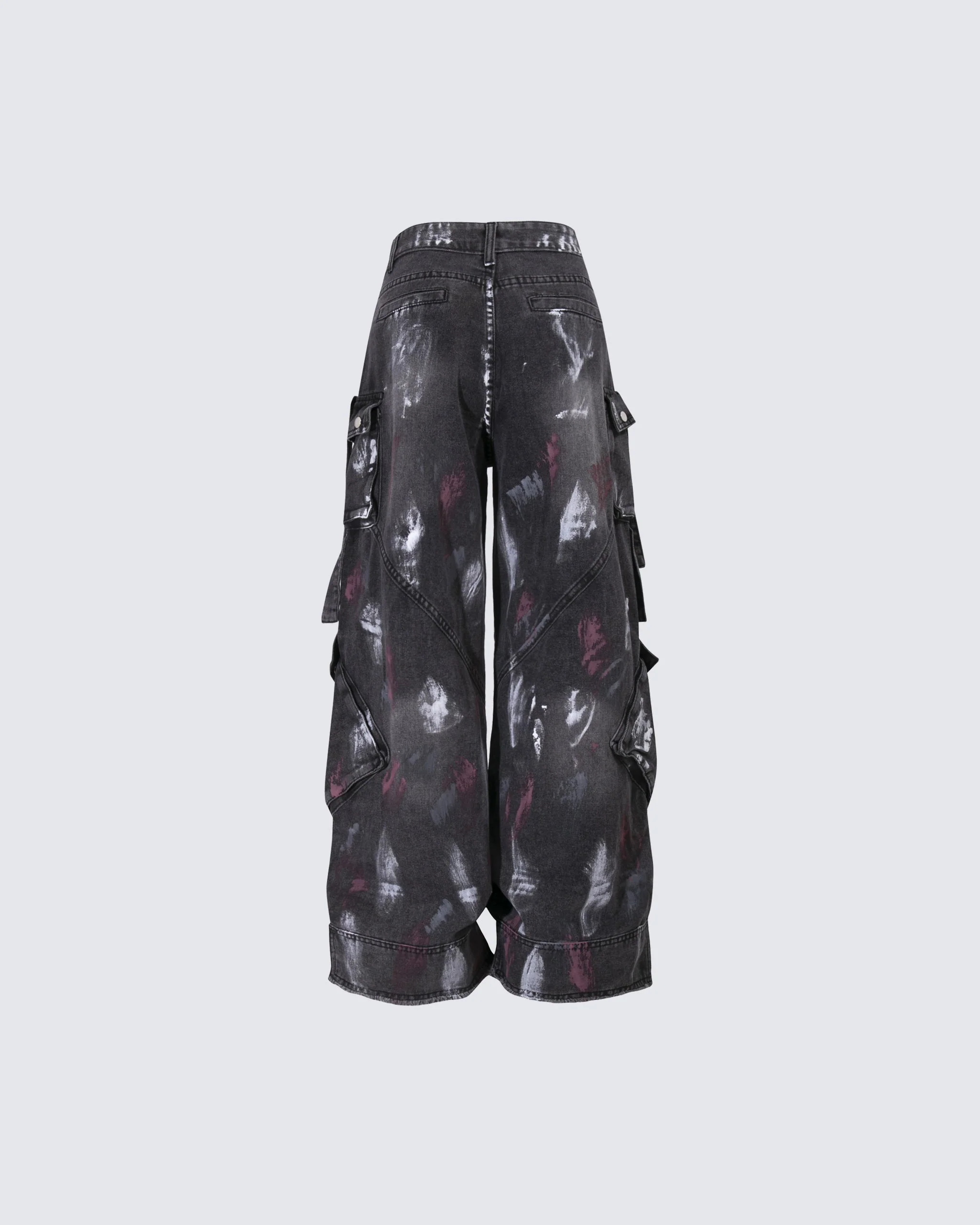 Deconstructed Graffiti Strap Cargo Jeans - Image 3