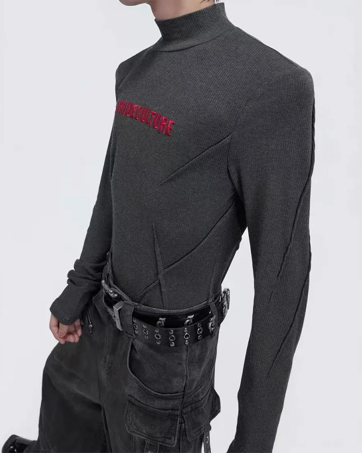 Deconstructed Slim Fit Solid T-Shirt - Image 2