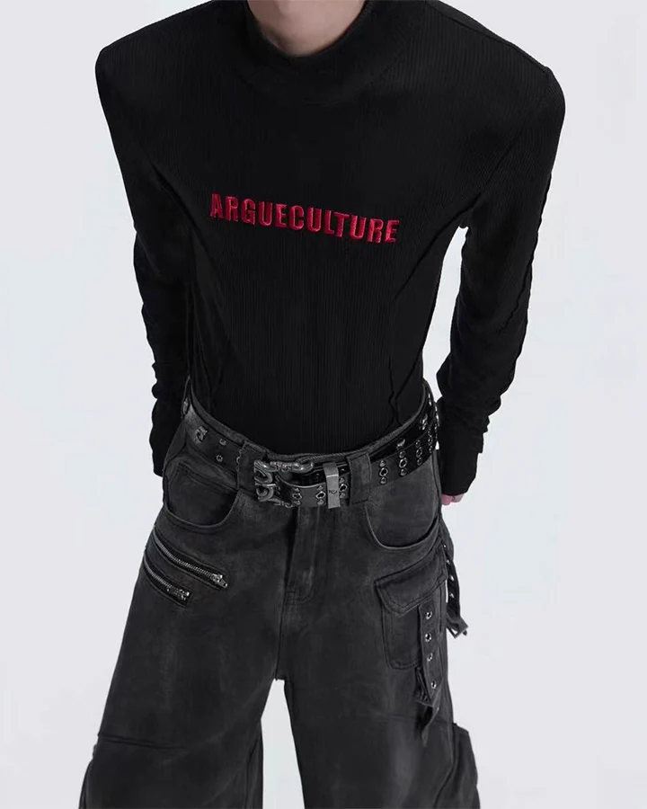 Deconstructed Slim Fit Solid T-Shirt - Image 5