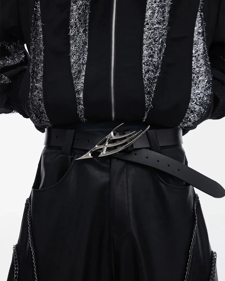 Deconstructed Thorn Unisex Leather Belt - Image 4